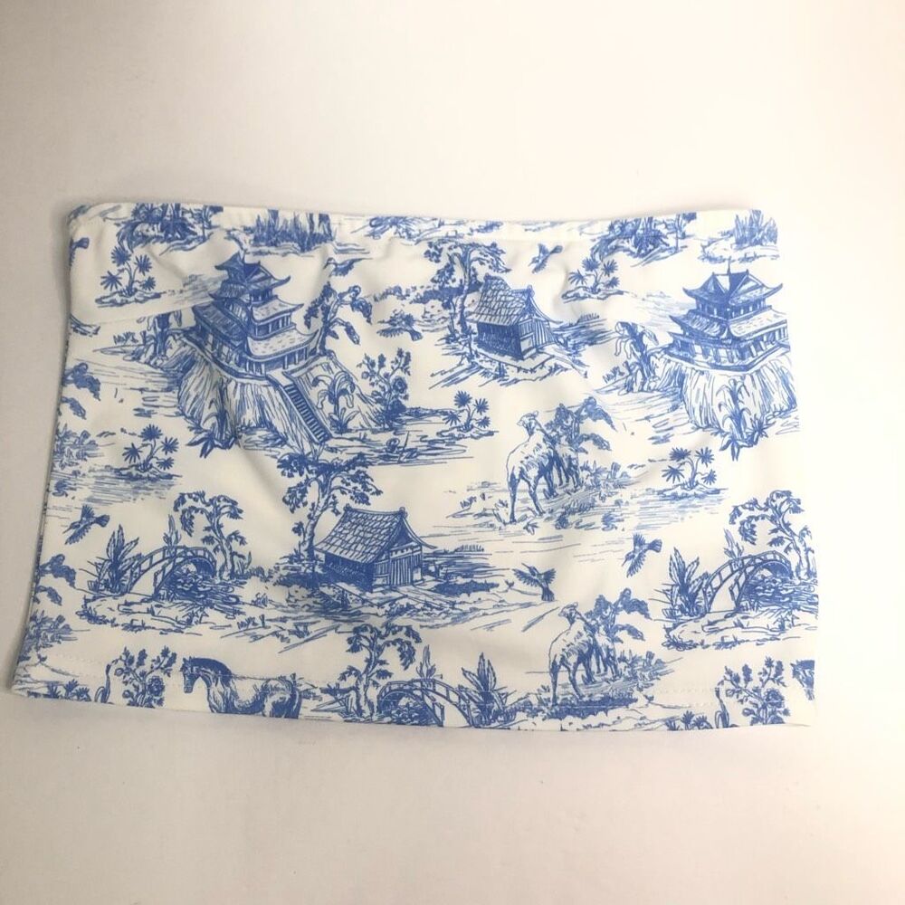 edikted tube top blue white pattern size medium summer asian china